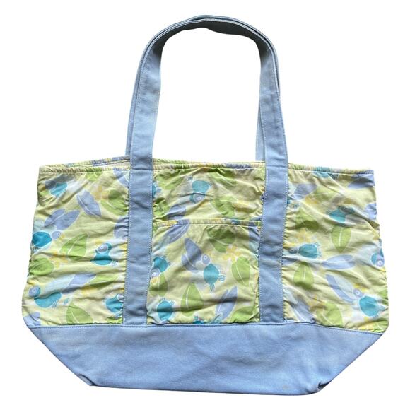 Lilly Pulitzer Tote Bag 19 X 12 X 6" Medium Canvas Blue Tropical Bird Graphic - Picture 1 of 16